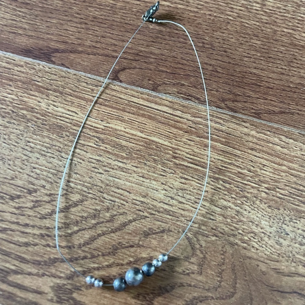 Handmade gray beaded necklace